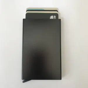 Tarjetero pop-up de metal de aluminio billetera de tarjeta de crédito minimalista estuche delgado