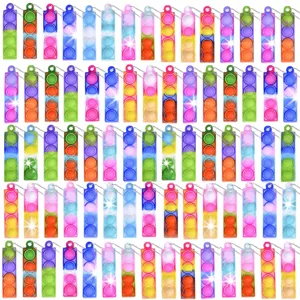 Mini Silicona Push Pop Bubble Fidget Toy Llavero Rectangular Juguete Sensorial Alivio Estrés