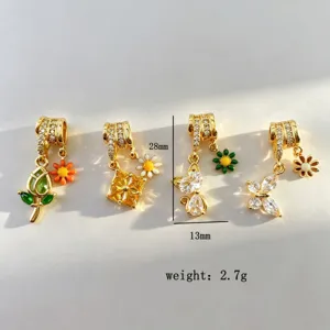 Gold plated micro-paved cubic zirconia charms pendant DIY necklace jewelry making accessories.