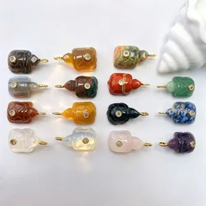 Collier Pendentif Tortue en Pierre Naturelle Pendentif Animal Sculpté en Agate Cristal Orné de Strass Bijoux Femme Cadeau
