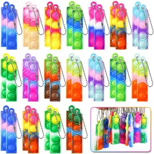 Mini llavero de juguete sensorial de burbujas de silicona, colgante colorido antiestrés para aliviar.