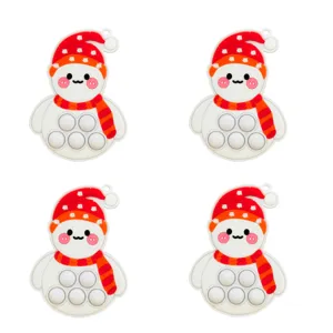 Natale Pupazzo di Neve Silicone Push Pop Bubble Giocattolo Sensoriale Portachiavi