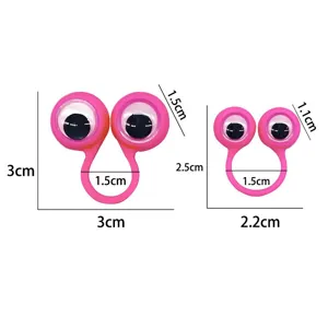 Drôles de bagues yeux mobile rose jouets de doigt pour fête d'Halloween accessoires blague