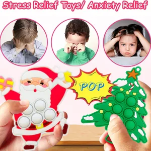 Giocattolo antistress in silicone natalizio portachiavi pop fidget decorazione.