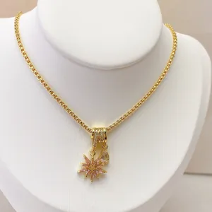 Stunning gold plated micro-inlaid zircon star pendant necklace fine detail display.