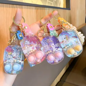 Porte-clés de Console de Jeu d'Eau de Dessin Animé Mignon Jouet de Sable Mouvant Liquide Portable Cadeau Pendentif de Jouet Portable Créatif