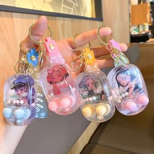 Mignon dessin animé eau jeu porte-clés portable liquide portable jouet pendentif cadeau
