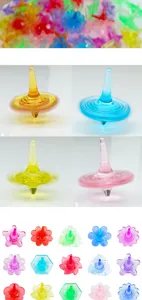 Colorful acrylic spinning top decompression toy, translucent flower and dolphin shape design.