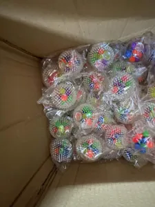 Rainbow stress relief squeeze ball TPR soft rubber sensory spike toy for fun relaxation.