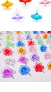 Colorful transparent acrylic finger spinning tops, cute flower and geometric shapes, relief toys.