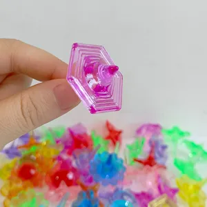 Colorful acrylic crystal finger spinner toy, multi-layer hexagonal stress relief toy for kids.