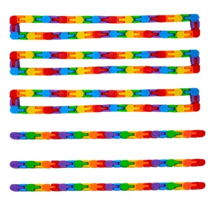 Colorful 24 link wacky tracks sensory fidget toys puzzle folding snake twist decompression toy.