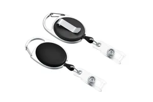 Zinc alloy retractable badge reel, oval key holder and ID card clip for daily office use.