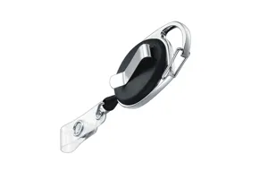 Retractable badge reel with carabiner clip and belt clip, heavy duty ID card holder for keys.