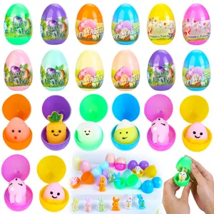 Uova di Pasqua in Plastica Scatola Sorpresa Giocattolo Con Mini Statuetta di Coniglio Giocattoli Squishy Per Festa Celebrazione Decorazione