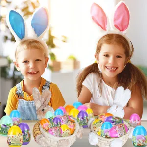 Set scatola sorpresa uovo di plastica con cerchietto orecchie coniglio Pasqua per festa