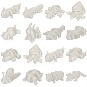 Set di giocattoli di animali articolati stampati in 3D scatola cieca, figure flexi bianche