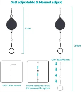 Retractable VR cable management pulley system adjustable tension pull reel with wrench tools