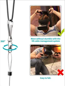 VR cable management system retractable pulley wire for virtual reality gaming headsets