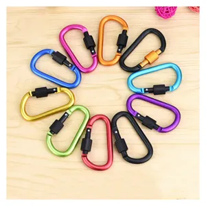 Aluminiumlegierung D-Ring Karabiner Mit Verschluss Robuster Clip Feder Schnapphaken Für Outdoor Wandern Camping Schlüsselanhänger