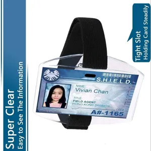Arm badge holder with elastic band clear PVC ID card holder for outdoor sports and work.