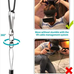 VR cable management system retractable pulley drop ceiling attachment 360 degree rotation kit