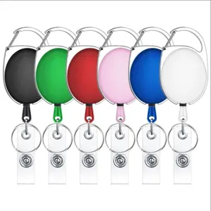 Zinc Alloy Retractable Badge Reel Heavy Duty ID Badge Holder With Belt Clip And Key Ring For Office School Workers