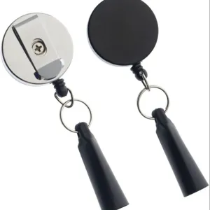 Portabolígrafos de silicona retráctil llavero con carrete para credencial alta tensión 4cm.