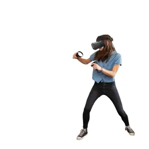 VR headset and controllers set for immersive gaming experience with ergonomic design and comfort.