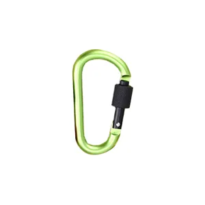 Aluminium Legierung D-foermiger Karabiner mit Verriegelung fuer Outdoor Camping Klettern gruen