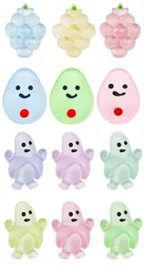 Cute soft squeeze toys set, colorful pastel decompression fruit and ghost decompression toy.