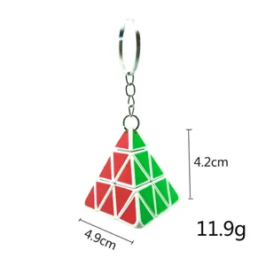 Mini Pyraminx magic cube keychain 3D geometric puzzle toy portable decompression keyring