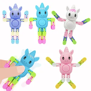 Articulated unicorn fidget toy, sensory stress relief toy with flexible joints, colorful design.