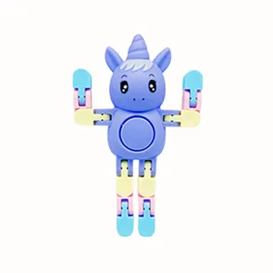 Unicorn transforming fidget toy, multi-joint flexible chain sensory stress relief toy for kids