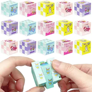 Easter Magic Cube Plastic Puzzle Toy UV Printing Colorful Easter Egg Bunny Pattern Brain Teaser Toy Gift