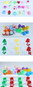 Kerst verrassing blind box speelgoedset, schattige mini beeldjes en kleurrijke eieren voor kinderen.
