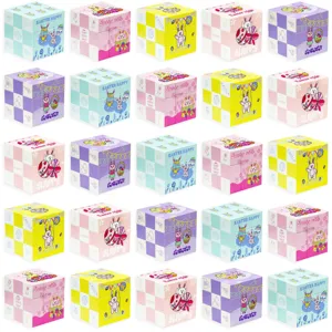 Easter 3x3 magic cube puzzle toy with cute bunny and egg prints for kids and party gifts.