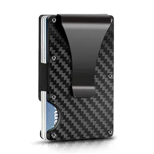 Minimalistische Kohlefaser Brieftasche für Herren mit Geldklammer und RFID-Schutz Kartenetui.