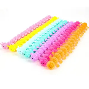 Colorful TPR caterpillar sensory stretch toys, soft rubber stress relief noodle and toys.