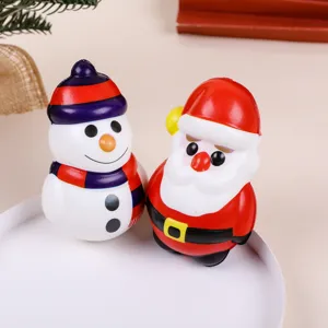 Christmas slow rebound PU squishy toy set, cute snowman and Santa stress relief decompression gifts.