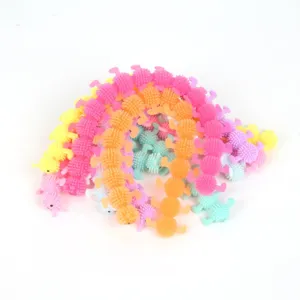 Colorful stretchy caterpillar fidget toys, TPR soft rubber sensory noodle bracelet for relief.