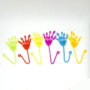 Colorful stretchy sticky skeleton hand toys for Halloween prank fun and party favor 6pcs