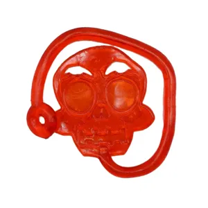 Halloween skull sticky toy detail view, red translucent wall crawler decompression toy