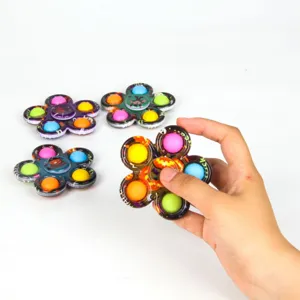 Fidget spinner pop en forma de flor juguete antiestrés con burbujas de colores y estampado Halloween
