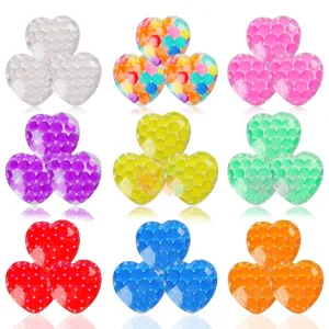 Colorful heart-shaped water bead squeeze toys stress relief sensory toys pack of nine colors.