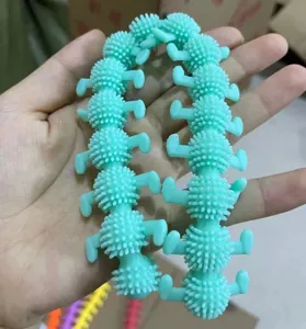 Spiky caterpillar fidget toy stretchable TPR sensory stress relief bracelet for kids adults