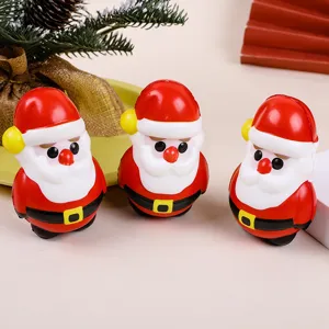 Close up detail view of cute Santa Claus slow rebound squishy stress relief toy with soft PU foam.