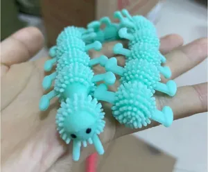 Green silicone caterpillar sensory fidget toy stretchable stress relief decompression