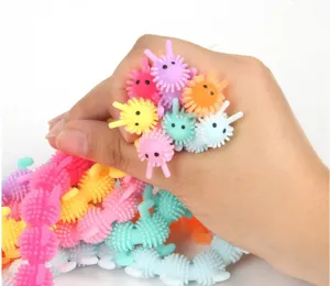 Colorful TPR caterpillar stretchy bracelet decompression toy for stress relief kids adults