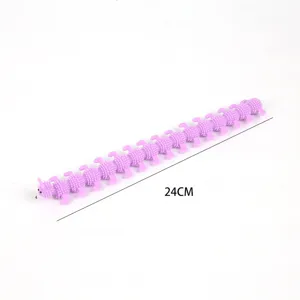 Purple TPR soft rubber caterpillar decompression fidget toy sensory stretch noodle 24cm